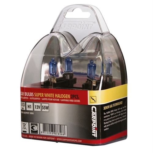 Carpoint ampoules de voiture Superwhite Halogène H1 12V/55W 2 pièces