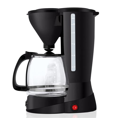 Cafetière électrique 12 tasses, 800W, 1,5L - Carafe en verre, noire