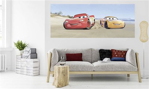 'Komar 003 DVD1 Disney Papier Peint Photo non tissé de"cars3 Beach, Taille 100 x 250 cm (Largeur x hauteur), 1 Gare, avec colle, multicolore