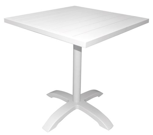 Table De Bar Coloris Blanc En Aluminium Revêtu Epoxy - Dim : 70 X 70 X 75 (H) Cm