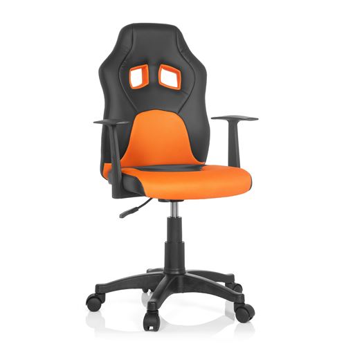 Chaise de bureau / Siège pivotant enfant TEEN RACER AL noir/orange hjh OFFICE