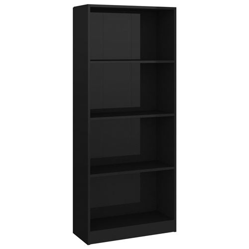 vidaXL Bibliothèque à 4 niveaux Noir brillant 60x24x142 cm Aggloméré