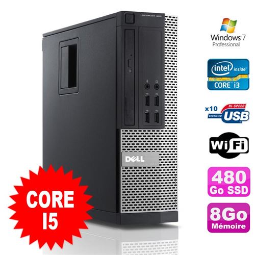 Pc dell optiplex 990 sff i5-2400 3.1ghz 8go disque 480go ssd dvd wifi w7 État correct - Dell reconditionné disponible sur Fnac