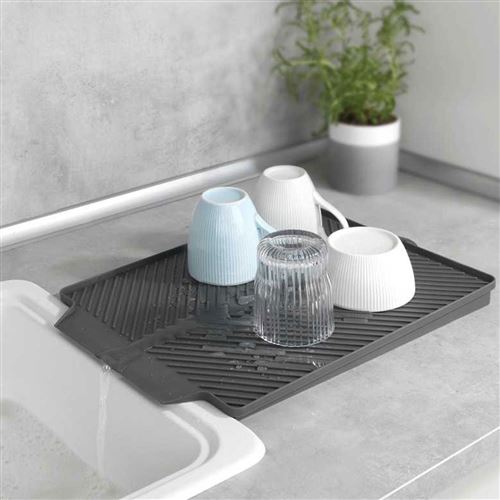Tapis égouttoir - 40 x 3 x 30 cm - Linea - Gris
