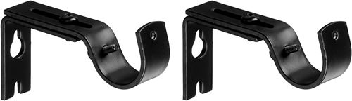 AmazonBasics Support mural réglable pour tringle à rideau, Lot de 2, Noir