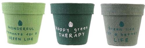 The Home Deco Factory - Pot de fleur jute plastifiée My Little Market (Lot de 3) 8.5 cm