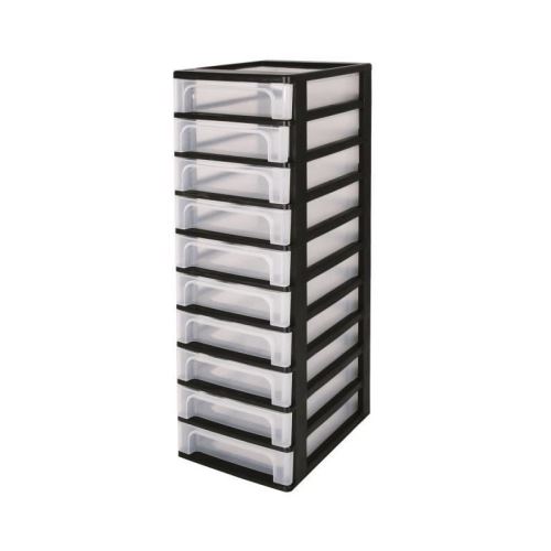 iris ohyama tour de rangement 10 tiroirs - plastique - noir - 40 l - 35,5 x 26 x 82 cm
