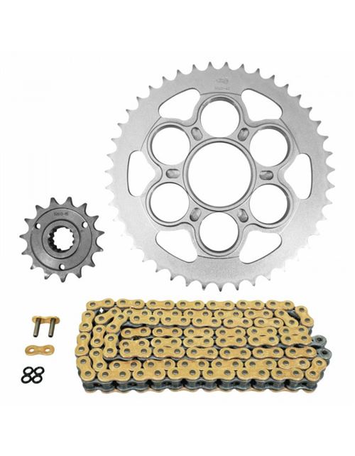Kit chaine adaptable ducati 1200 diavel 2011+2018 525 15x43 (diam couronne 60-110-38) (demultiplication origine) -afam-