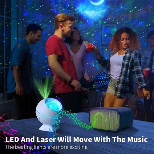 Projecteur Ciel Étoile Rotatif,Lampe Projecteur Rechargeable USB LED  Musicale Avec 14 Modes & Télécommande 