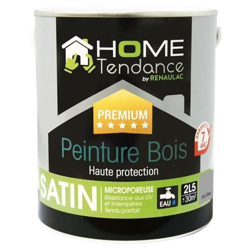 -1€10 sur Peinture bois haute protection 2,5 l gris silex satine - home  tendance by renaulac - Outils d'application et traitement des murs - Achat  & prix | fnac
