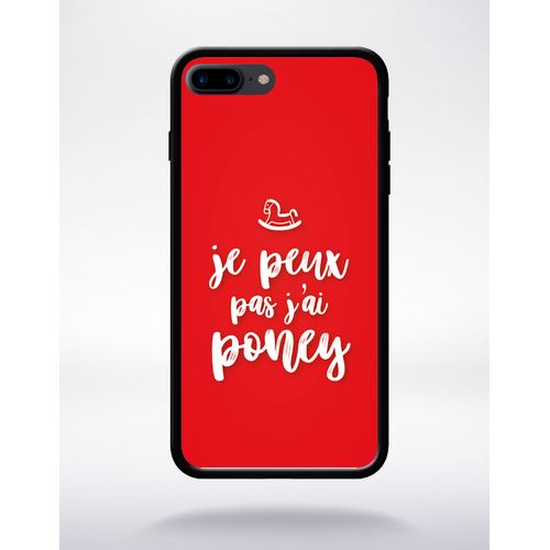 Coque Je Peux Pas Jai Poney Fond Rouge Compatible Apple Iphone 7 Plus Bord Noir Silicone