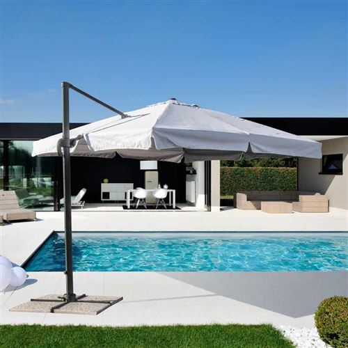 Elios Parasols - Parasol de jardin 3x3 bras en aluminium carré Paradise, Styles: avec volant