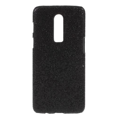 Etui en PU paillettes paillettes noires revêtues dur pour votre OnePlus 6
