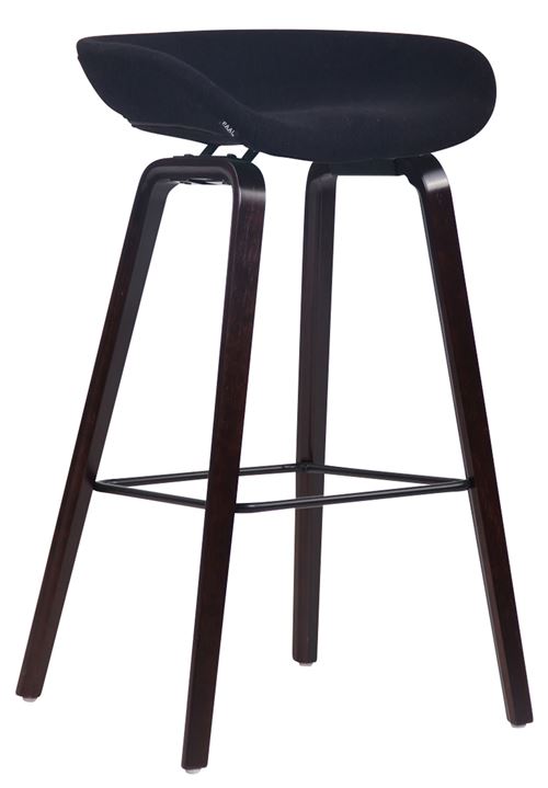 Tabouret de bar Anaheim en feutrine à 4 pieds , Noir /Bois de chêne Noyer