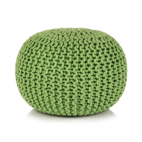 vidaXL Poef handgebreid 50x35 cm katoen groen