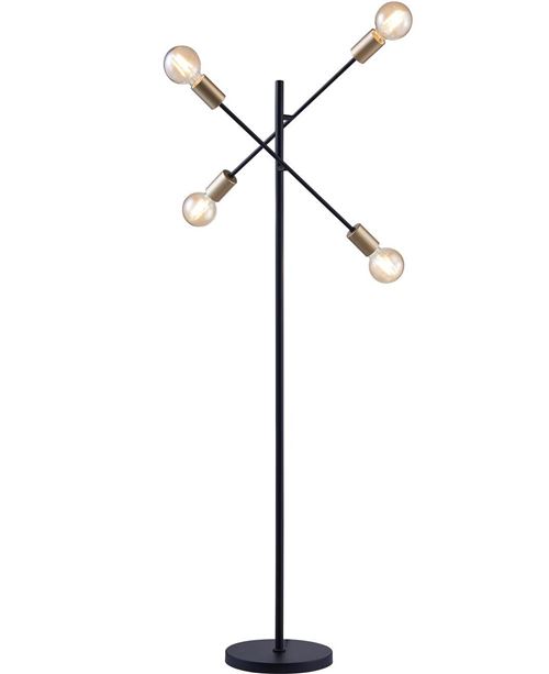 PHoeNIX Lampadaire 2 bras - Ø58 x H150 - Métal - Noir - Ampoules LED fournies (x4)