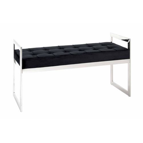 Non Communiqué Noir Banc Design En Velours "Noja" 100Cm