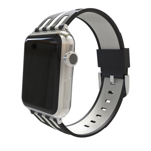 Bracelet en silicone bande de couleur contrastée souple noir extérieur/gris intérieur pour votre Apple Watch Series 4 44mm/Series 3/2/1 42mm