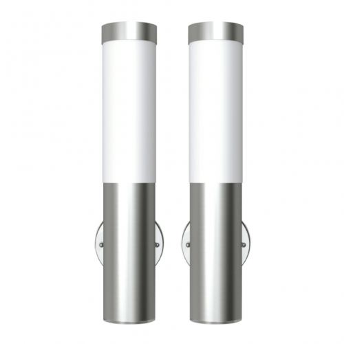 2 appliques murales cylindriques en acier inoxydable
