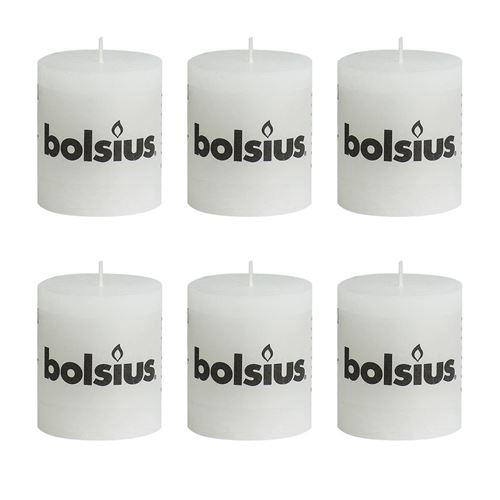 Lot de 6 bougies 80 x 68 mm blanc Bolsius
