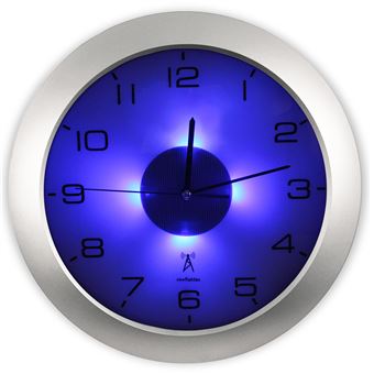 Fishtec Horloge Murale Lumineuse 4 Led Bleu Detecteur D Obscurite O 30 Cm Achat Prix Fnac