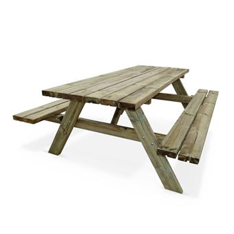 60 Sur Table De Pique Nique 180 Cm Avec Bancs Rabattables En Bois