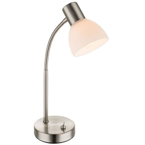 GLOBO Lampe a poser nickel mat l23 x h40 cm - Verre opal