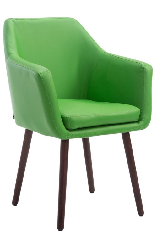 Chaise de salle à manger Utrecht Similicuir - Piètement Noyer - Riège Vert