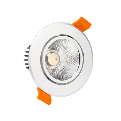 Spot LED Downlight COB Orientable Rond 12W Argenté Coupe Ø90 mm Blanc Froid 6000K 60º