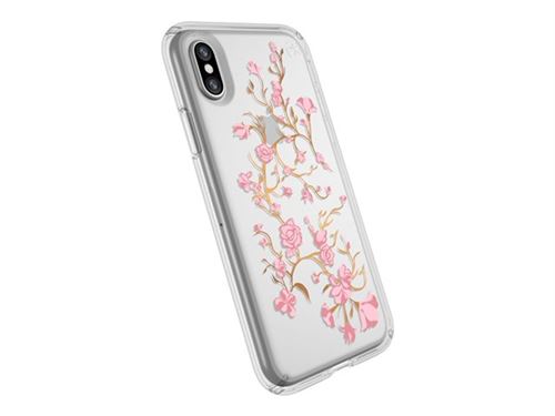 Speck Presidio Clear + Print iPhone X - Coque de protection pour téléphone portable - polycarbonate, IMPACTIUM - blanc, rose, clair - pour Apple iPhone X