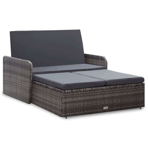 VIDAXL  salon de jardin 2 pcs avec coussins r&eacute;sine tress&eacute;e gris 46080