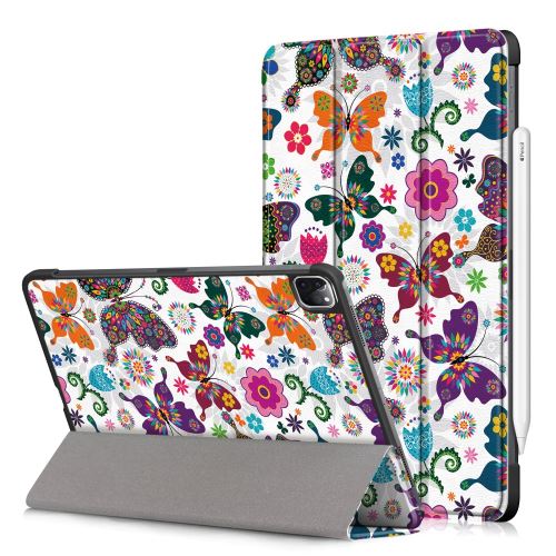 Etui en PU + TPU impression de motifs avec support tri-pliure papillons et fleurs pour votre Apple iPad Pro 11 pouces (2020)