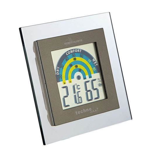 Technoline 10230 Capteur supplémentaire/- Station climatique d'intérieur pour le système Mobile Alerts avec cadre transparent, 10 x 2 x 10 cm, gris