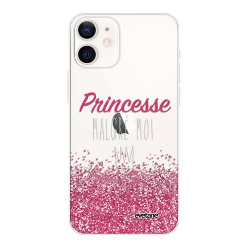 Coque pour iPhone 12 mini souple transparente Princesse Malgré Moi Motif Ecriture Tendance [Evetane®]