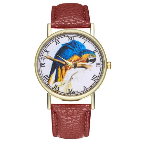 authentique illustration animalière montre bracelet en cuir dames montre pour hommes tendance quartz horloge T240-Acafé