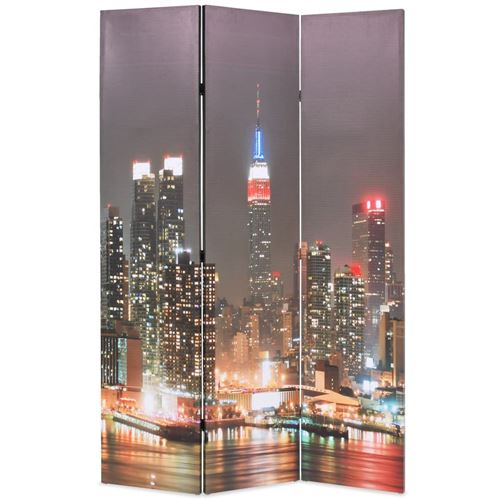 vidaXL Kamerscherm inklapbaar New York bij nacht 120x170 cm
