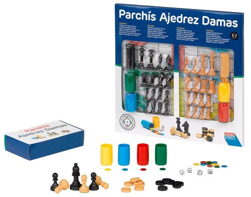 Jeu de petits chevaux-échecs-dames 33 cm + accesso