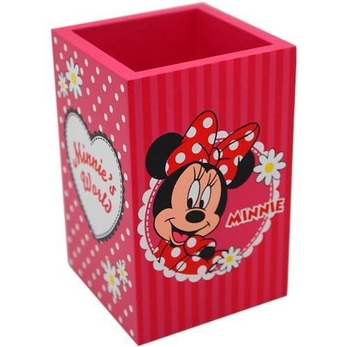 Pot à stylo en bois rouge Disney Minnie Mouse