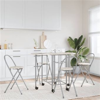 VidaXL 5 pièces pliable Table de salle à manger et chaises de cuisine meubles MDF chêne VidaXL 5 pièces pliable Table de salle à manger et chaises de cuisine meubles MDF chêne