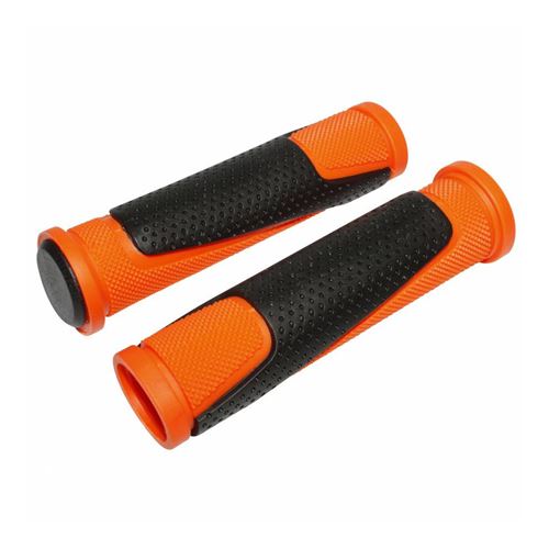 Poignee vtt newton bi-matiere orange-noir l130mm (paire)