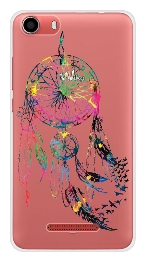 Coque en silicone imprimée compatible Wiko Lenny 2 Dreamcatcher Gris