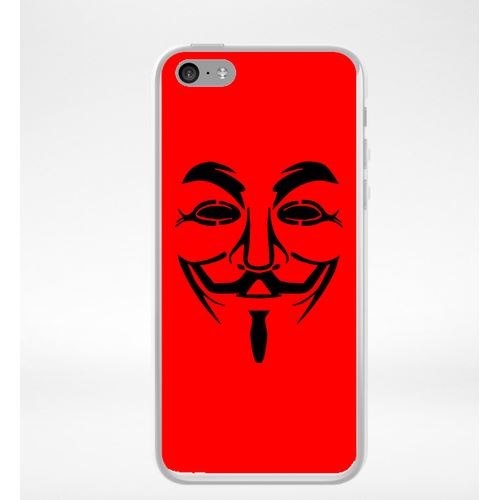 Coque Anonymous Rouge Compatible Iphone 5c Transparent