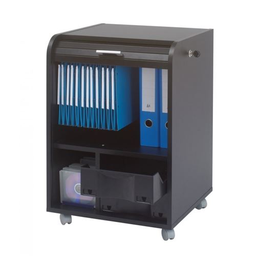 Caisson de bureau - Contemporain - Noir imprim&eacute; Drapeau Anglais - 2 tiroirs - L 47,2 cm 