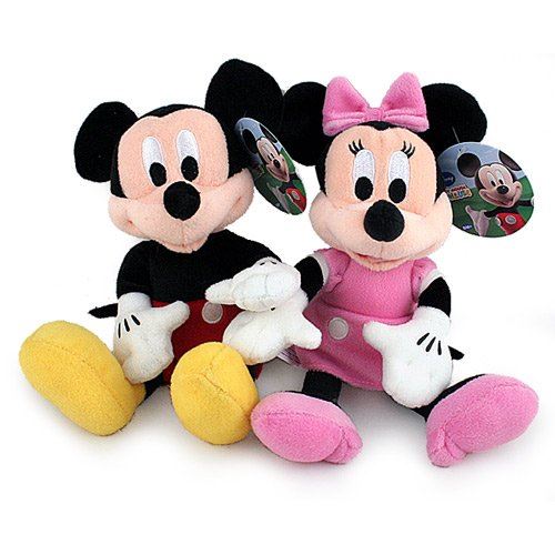 Pack peluche 10 pouces Mickey Mouse + Minnie Mouse