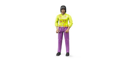 Figurine femme brune avec jean rose
