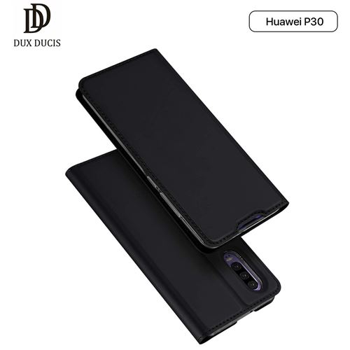 Étui Huawei P30 Dux Ducis [Skin Series] Housse Portefeuille Fine en Cuir Synthétique, Porte Carte de Crédit, Rabat Magnétique, Kickstand - Noir