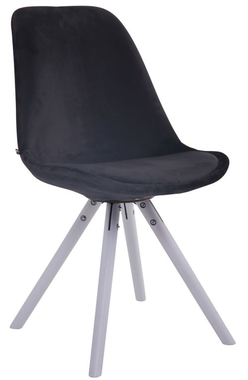 Chaise Toulouse en velours / Piétement Rond , Noir /Blanc