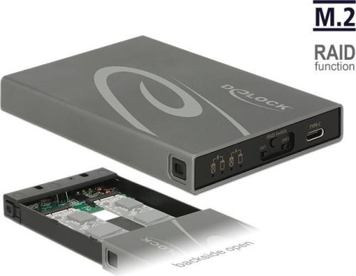 DeLOCK Contrôleur de stockage (RAID) M.2 M.2 Card RAID 0, 1, JBOD USB-C gris