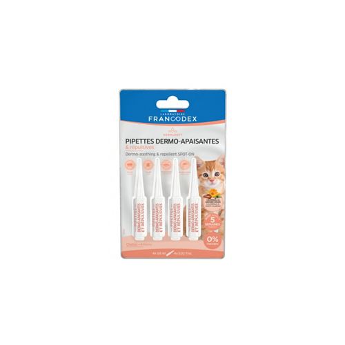4 Pipettes Dermo-Apaisantes et Repulsives Pour Chatons