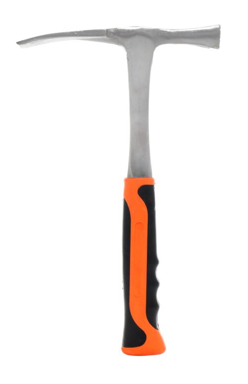 DCRAFT | Marteau de maçon 600g Longueur manche 30cm | Marteau pour travailler la brique maçonnerie | Marteau tête biseautée atelier | Argent/Noir